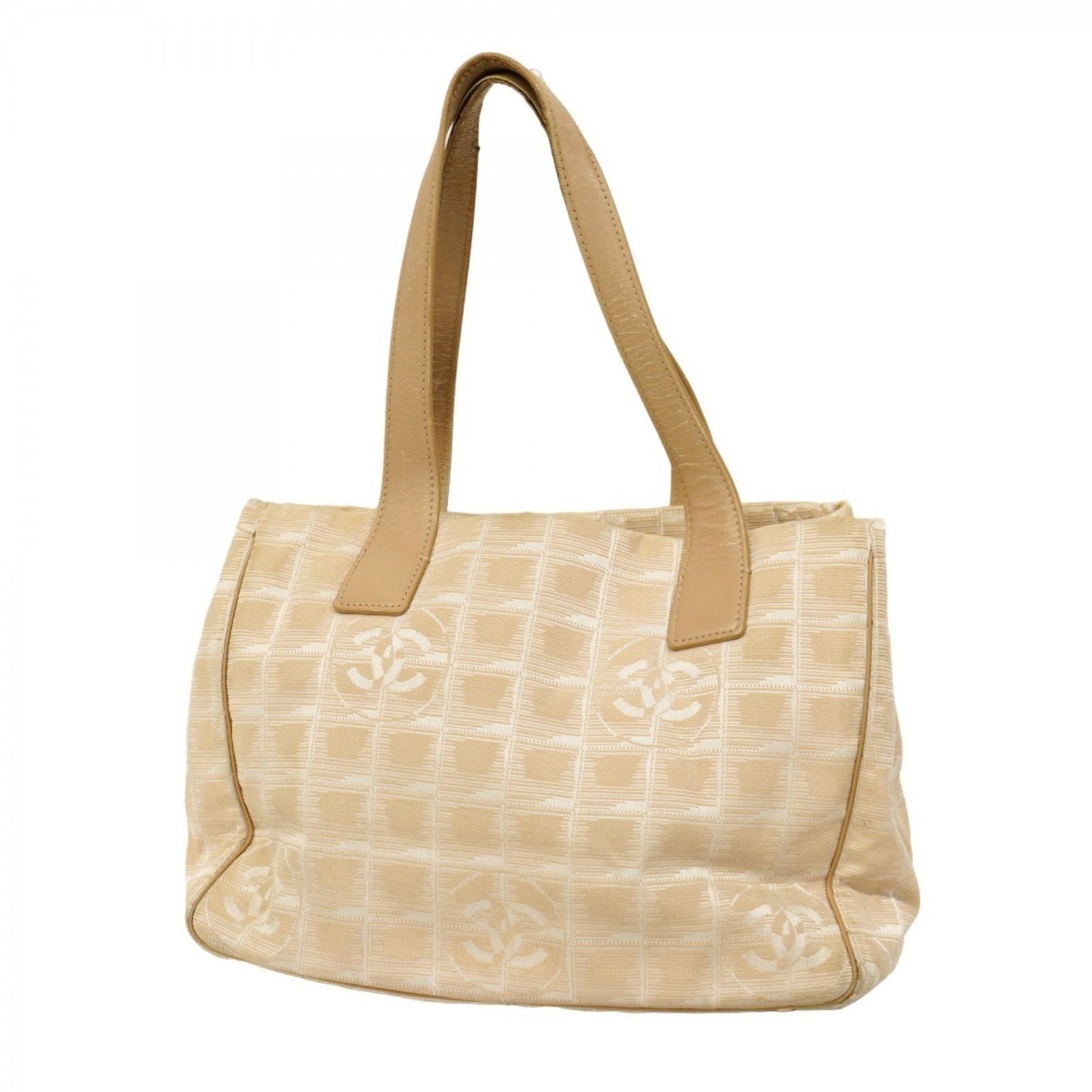 CHANEL Nylon Travel Tote Bag in Beige Champagne for Women UB077180