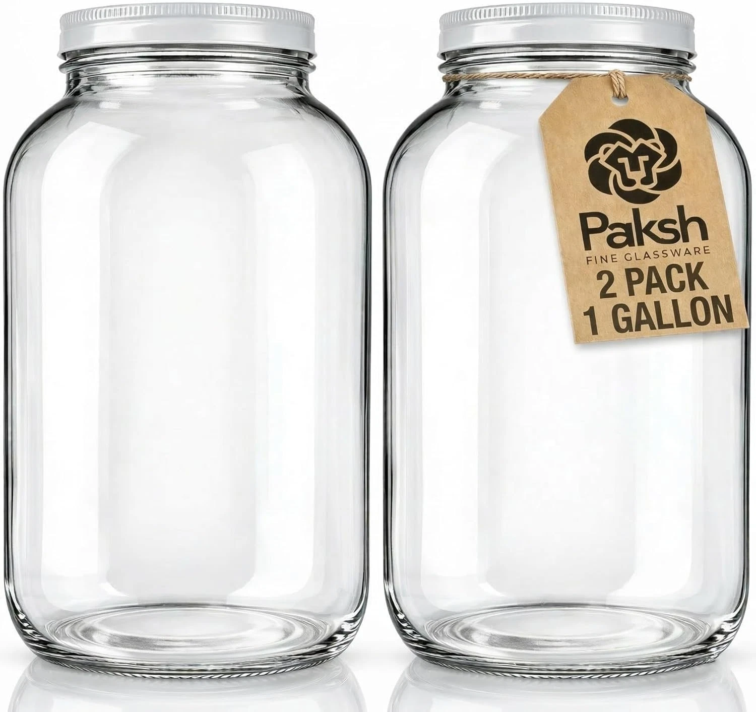 1 Gallon Glass Jar with Lid – 2 Pack Large Glass Jar with Airtight Metal Lids -