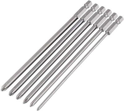6 Pcs Magnetic Cross Head Screwdriver Bits Set, 1/4 Inch Hex Shank Long Phillips