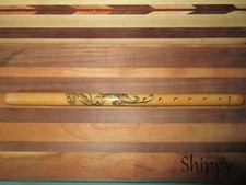 VINTAGE JAPANESE 12 1/2" SIX HOLE BAMBOO FLUTE WITH DRAGON DESIGN RARE