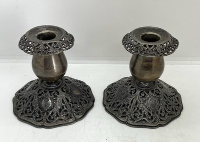 Vintage Victorian Single Candle Holder Pair 943