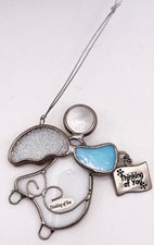 VTG Stained Glass Mini Angel Suncatcher Hanging "Thinking of You" 3"