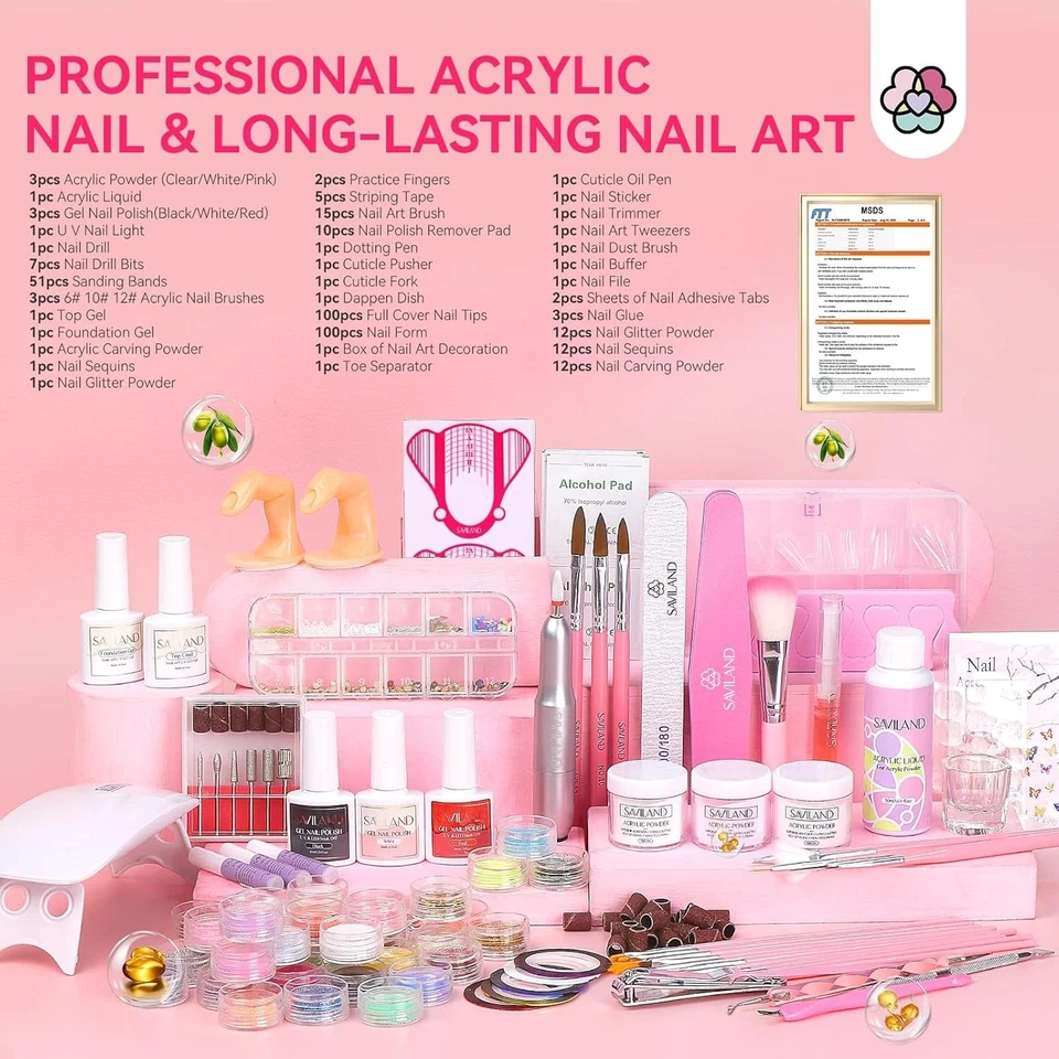 Kit de uñas acrílicas con taladro: kit de uñas profesional juego de acrílico para principiantes con Foto 3 de 4