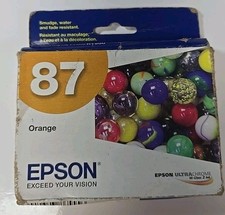 Genuine Epson 87 T087920 Orange Ink Cartridge Sealed 04/2017 Check Pics