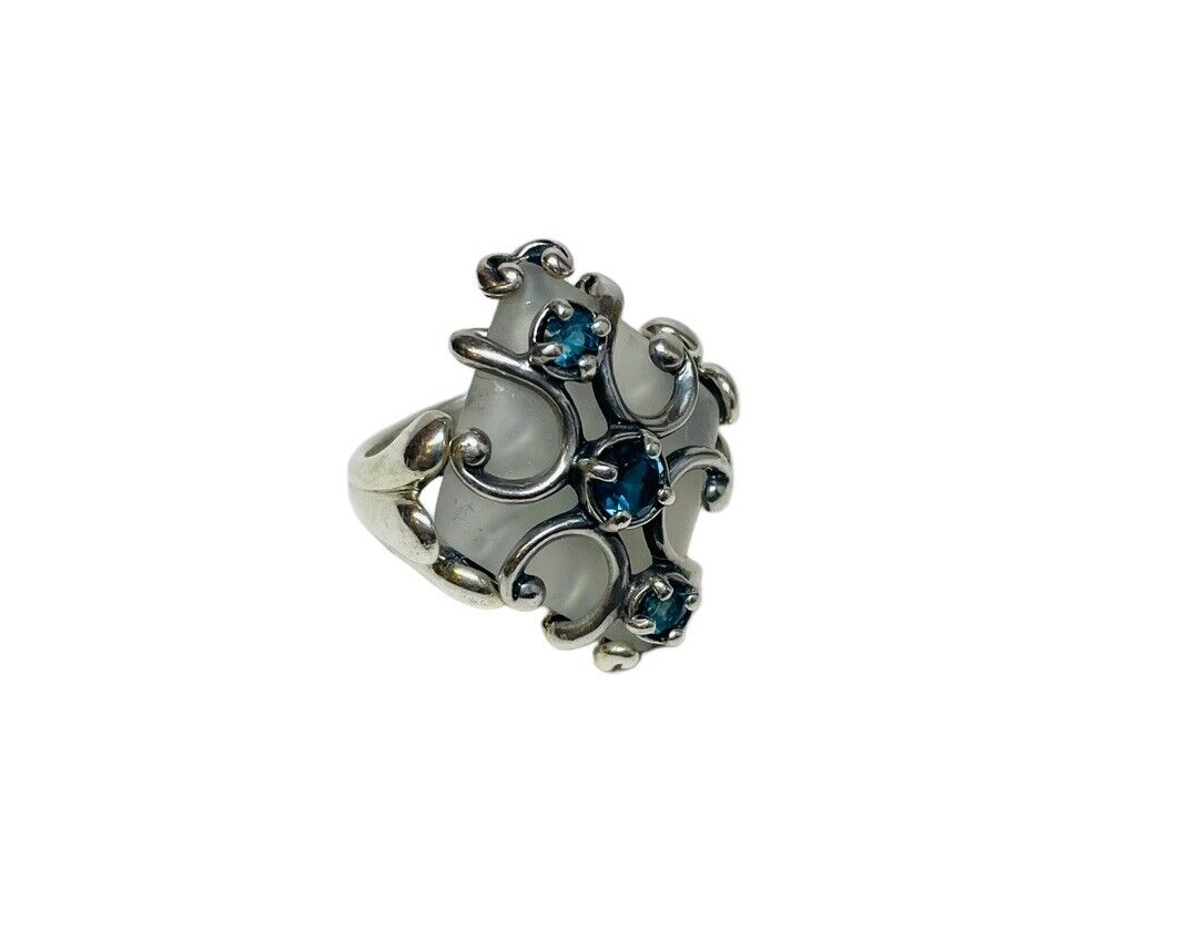 Carolyn Pollack Sterling 925 Silver Frosted Crystal Blue Carolyn Pollack Sterling 925 Silver Frosted Crystal Blue