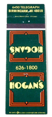 HOGANS RESTAURAT MATCHBOOK COVER * BIRMINGHAN, MICHIGAN