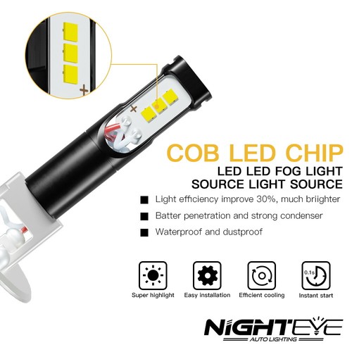 NIGHTEYE 160W H1 LED Fog Light Driving DRL Bulbs Kit 6000K Super Bright White - Picture 3 of 11