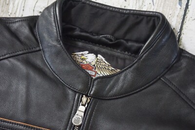 Harley Davidson Men 105th Anniversary Black Leather Riding Jacket