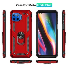 For Motorola Moto G 5G Plus / G 5G Red SolidCase Ring Stand Phone Cover Case