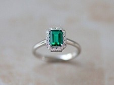 925 Solid Sterling Silver  Emerald Handmade Ring Gift For Free Ship