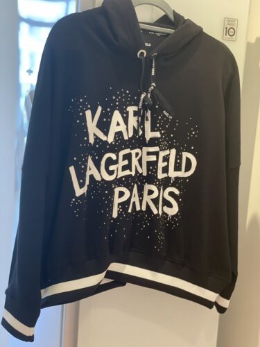KARL LAGERFELD Black Karl Studs Sweatshirt hoodie WOMENS'S Small
