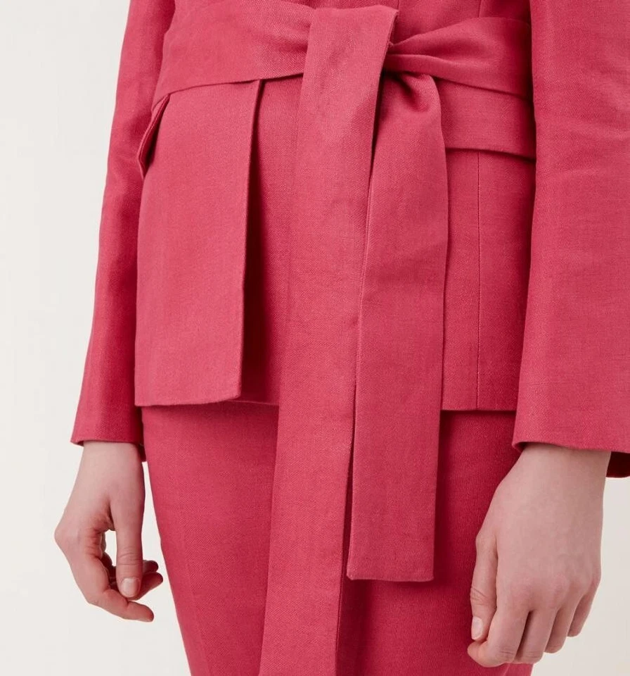 STUNNING BNWT HOBBS ANTHEA 100% Linen Jacket  in Raspberry UK 8 £199.00 - Image 4 of 4