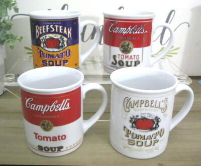 Campbell's Tomato Soup Cup Set of (4) Made In The USA 125th Anniversary VTG Exc