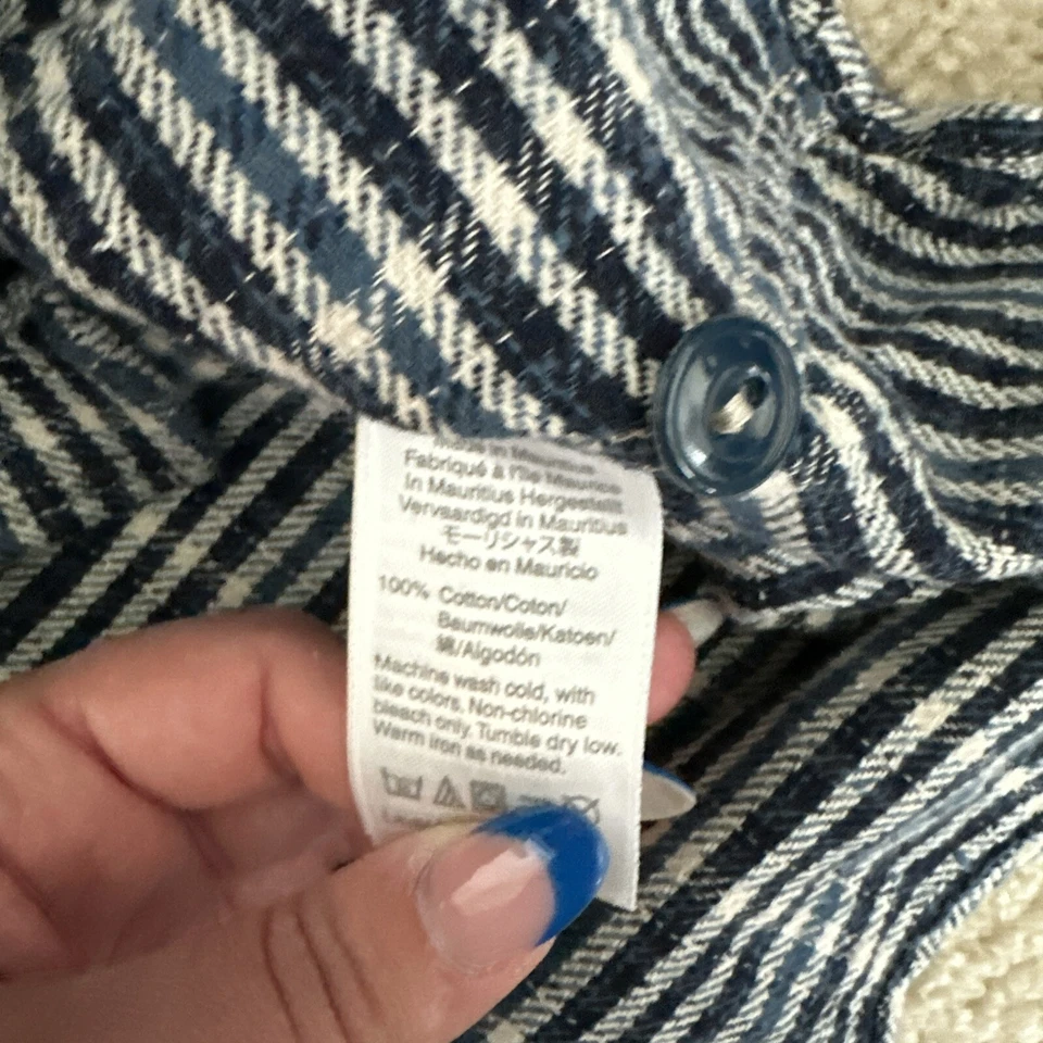 Camisa de franela Wallace & Barnes para hombre XXL calce clásico azul blanco a rayas Foto 3 de 4