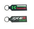 KAWASAKI ZX ZX6R MOTORCYCLE BIKER RACING EMBROIDERED TAG KEYCHAIN  9.5 X 3 CM