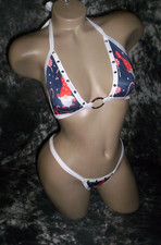 EXOTIC DANCER STRIPPER 2 PC THONG BIKINI CHRISTMAS  GLOWS