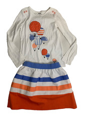 Gymboree Away We Go Hot Air Balloon Shirt Top Striped Skirt Outfit Set 8 RARE