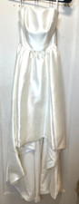 David's Bridal Mikado DB Studio high low dress Ivory 00 Strapless Wedding Hi Low