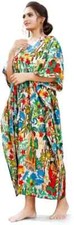Kaftan Printed Women's Cotton Floral Long Caftan Dress Indian Beach Wear Kimono