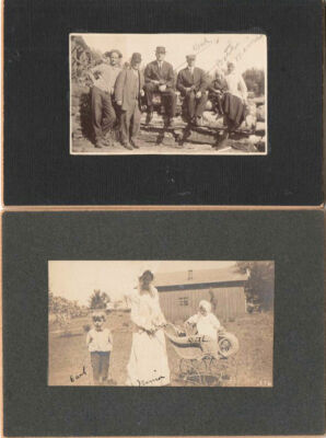 c1900 Two Mounted Photographs Same Family, Nima, Earl, Beth = Dad, Beth, Mama