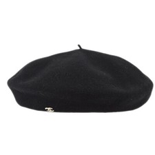 Chanel Black Hat Beret Small Good 98P 10814X01104 #57 172656
