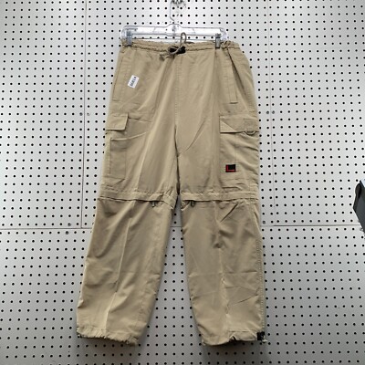 Vintage FUBU Convertible Cargo Pants Youth Xl 18/20 Fits 34x25 Tan Mesh Lined