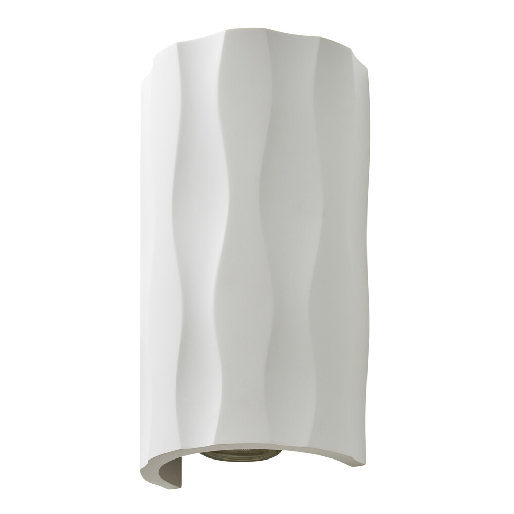 Litecraft Kilda Up & Down Paintable Plaster Curved GU10 Wall Light - White