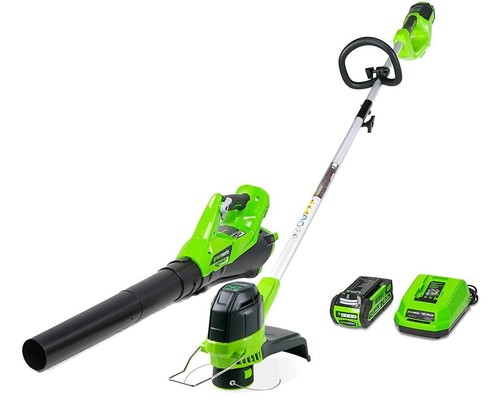 Greenworks 40V String Trimmer/Leaf Blower Combo W/ 2.0 Ah Battery, 1301202