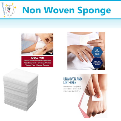 Sterile Rayon/Polyester Non-Woven Sponges | 2x2 Inch 4-Ply Medical Gauze | 100 Count (2 Packs)