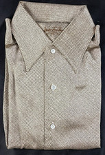 Jack Taylor Beverly Hills Mens Dress Shirt Made In Italy 100% Silk Brown NWT Med