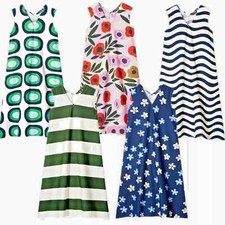 Bargain Price UNIQLO x Marimekko V-Neck Flared Dress cotton pockets  Japan
