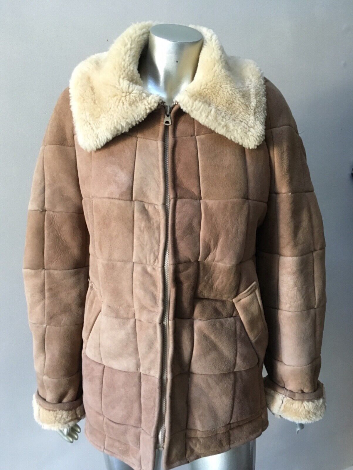 Shearling Fur Vintage 80s Real Sheepskin Lined Su… - image 1