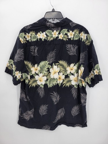 KY's Hawaiian Shirt Mens XL Black Floral Tropical Short Sleeve Camp Resort - Picture 9 of 9