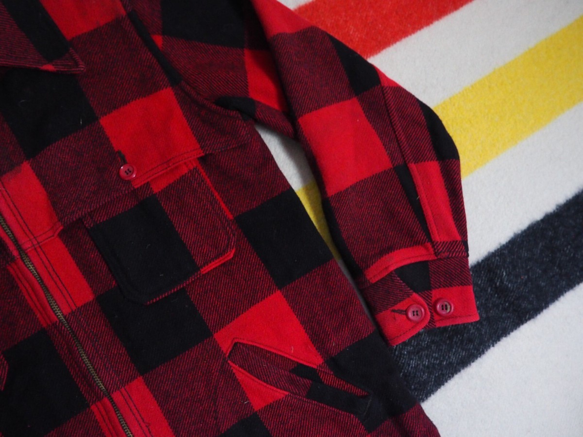 VTG 60s WOOLRICH Red Black Buffalo Plaid Wool Zip Mackinaw VTG 60s WOOLRICH Red Black Buffalo Plaid Wool Zip Mackinaw