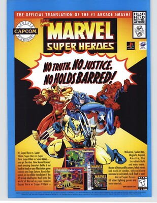 Marvel Super Heroes PS1 Sega Saturn Video Game Art 1997 Vintage
