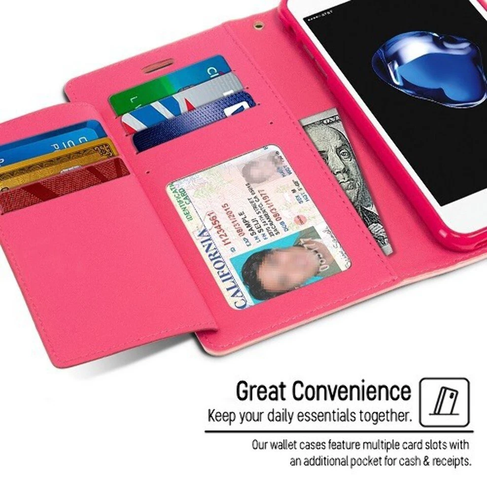 For iPhone X/Xs GOOSPERY Rich Diary Leather Wallet Case PINK - Image 3 of 3