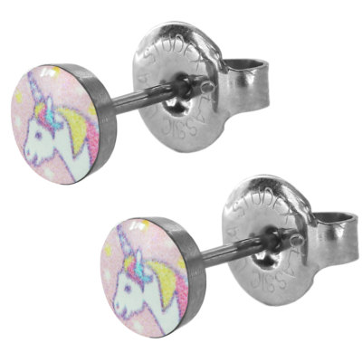 1 Paar Studex Erstohrstecker Chirurgenstahl Medizinische Ohrringe mit Einhorn