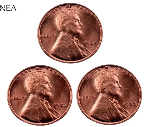 1931-D+1932-D+1933-D Lincoln Wheat Penny Cent Lot ~ Gem BU (red) ~ 3 Coin Set