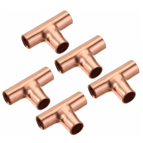 5x Tee Copper Fitting 3 Way Welding Joint 1/4" ID for HVAC Air Conditioner C200