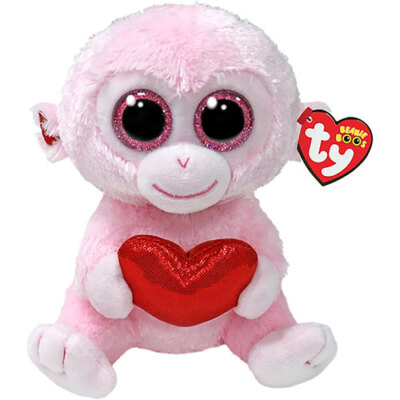 TY Beanie Boos - GIGI the Valentine's Monkey (Glitter Eyes) (6 inch) - MWMTs