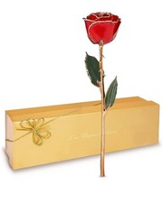 Forever Rose Real Red Rose Dipped in 24K Gold with Gold-Trimmed Petals and St...
