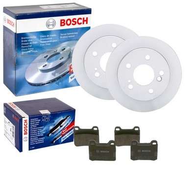 BOSCH BREMSSCHEIBEN 258mm + BELÄGE HINTEN passend für MERCEDES 190er W201