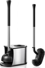 Toilet Plunger and Brush Set: 2 in 1 Stainless Steel Rustproof Combo with Deep