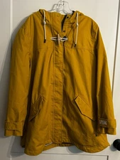 JOULES Right As Rain Waterproof Hooded Jacket Size 16 UK 20/ EU 48 Mustard