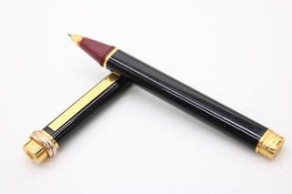Bolígrafo Cartier Vintage Placa Biro Borde Negro y Dorado Necesita Cartucho Nuevo