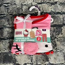 Hello Kitty 2T Toddler Girls' 2pc Snuggly Soft Pajama Set with Socks Pink