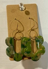 Green And Gold Dangle Earrings