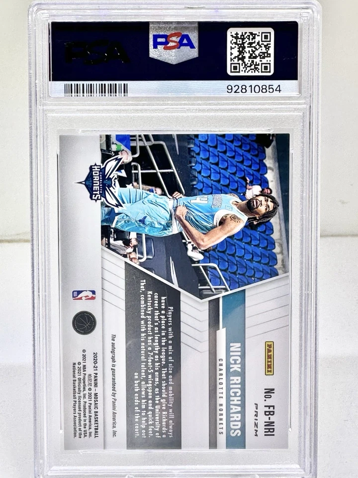 2020 Panini Mosaic Nick Richards Autograph Fast Break #FBNRI PSA 10 Mint - Image 2 of 2