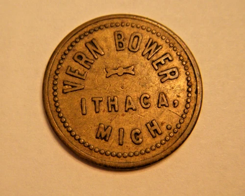 Vern Bower, Ithaca, MI., Good For 5 Cents in Merchandise