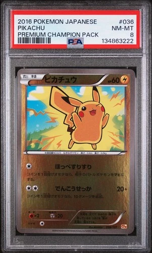 2016 POKEMON JAPANESE PREMIUM CHAMP PACK #036 PIKACHU PSA 8